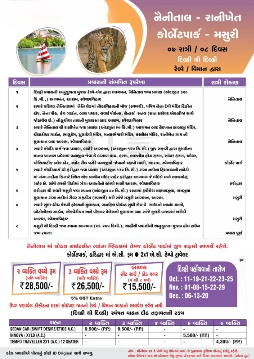 Nainital - Ranikhet  Corbett Park - Mussoorie Tour package trip poster