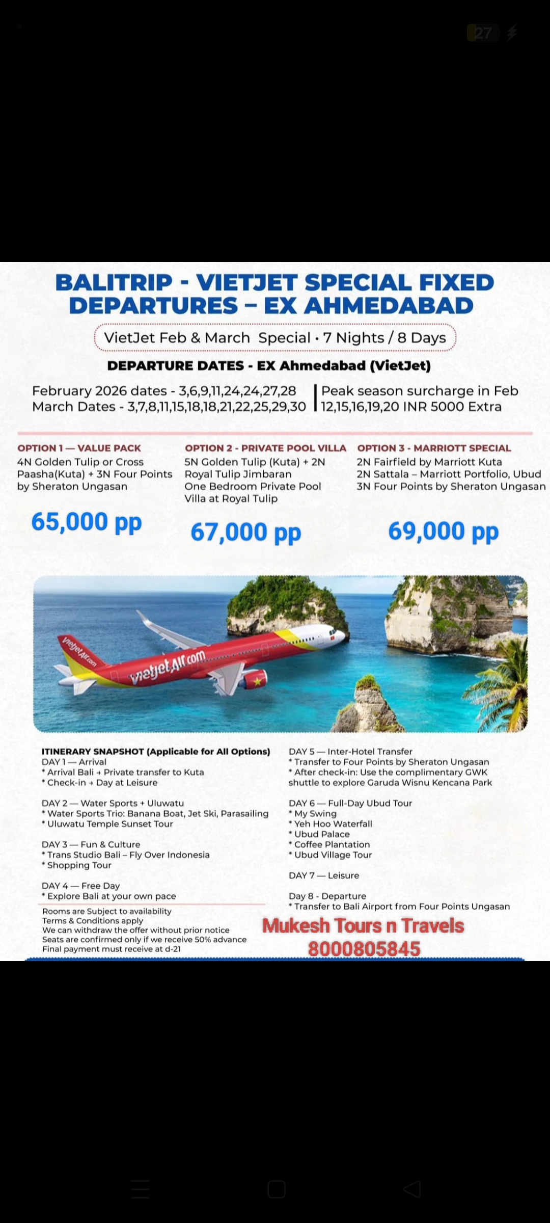 Bali pacakge trip poster