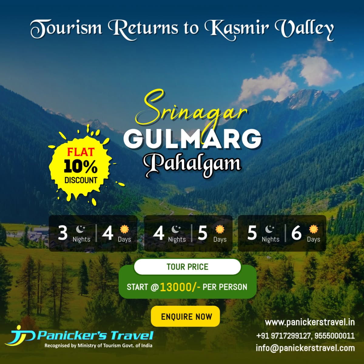 Srinagar-Gulmarg-Pahalgam trip poster