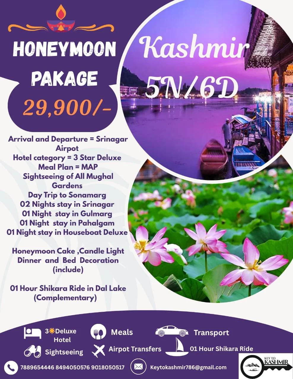 HONEYMOON Kashmir Package trip poster